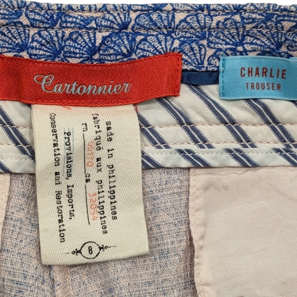 Anthropologie Cartonnier Blue Charlie Trouser Shell Print Ankle Crop Pants Sz 8 - Picture 11 of 12